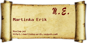 Martinka Erik névjegykártya